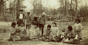 Children in Kickapoo Village, Oklahoma, circa 1890. Friends ran Indian day schools and boarding schools here and in at least a dozen other locations.